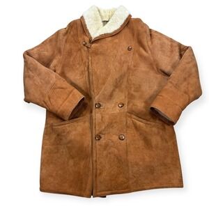 Hide Society Coat Women's 14 Brown Suede Double Breasted Sheepskin Lined Canada
